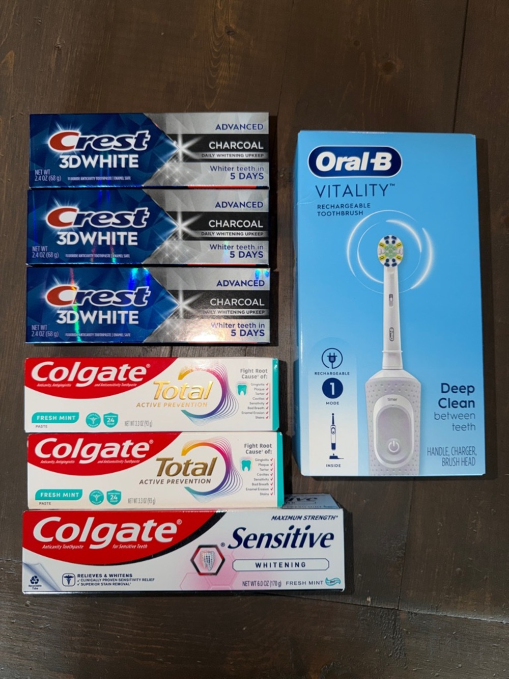 New Oral Care Lot Oral-B Vitality Toothbrush Crest 3D White Colgate Total